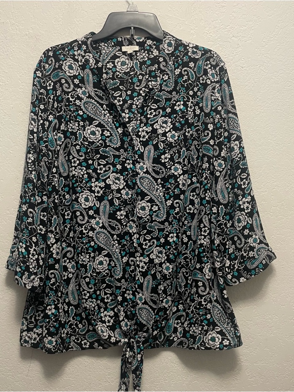 Talbots Womens Plus Size 2X Printed Lightweight Polyester 3/4 Sleeve Blouse Top
